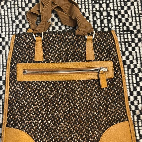 Prada Brown and Tan Woven Tote - Picture 3 of 6